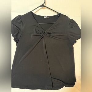 Chic Black V-Neck Women's Blouse